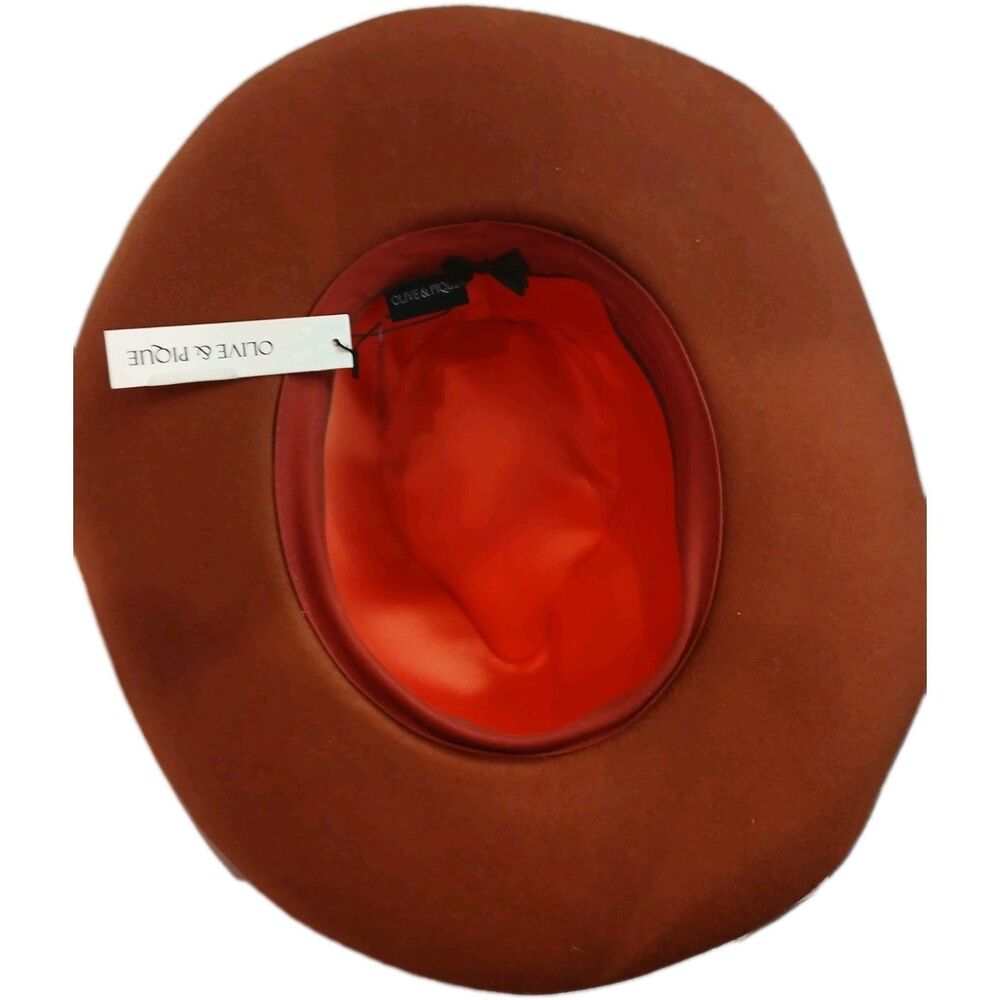Olive & Pique Wide Brim Western Cowboy Hat Brown Felt Boho Ranch Style Womens - Picture 5 of 6